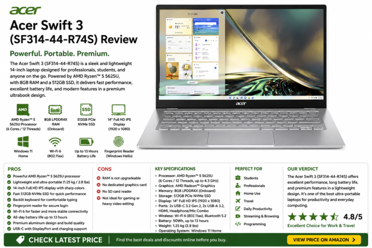 Acer Swift 3 Laptop (SF314-44-R74S) Review